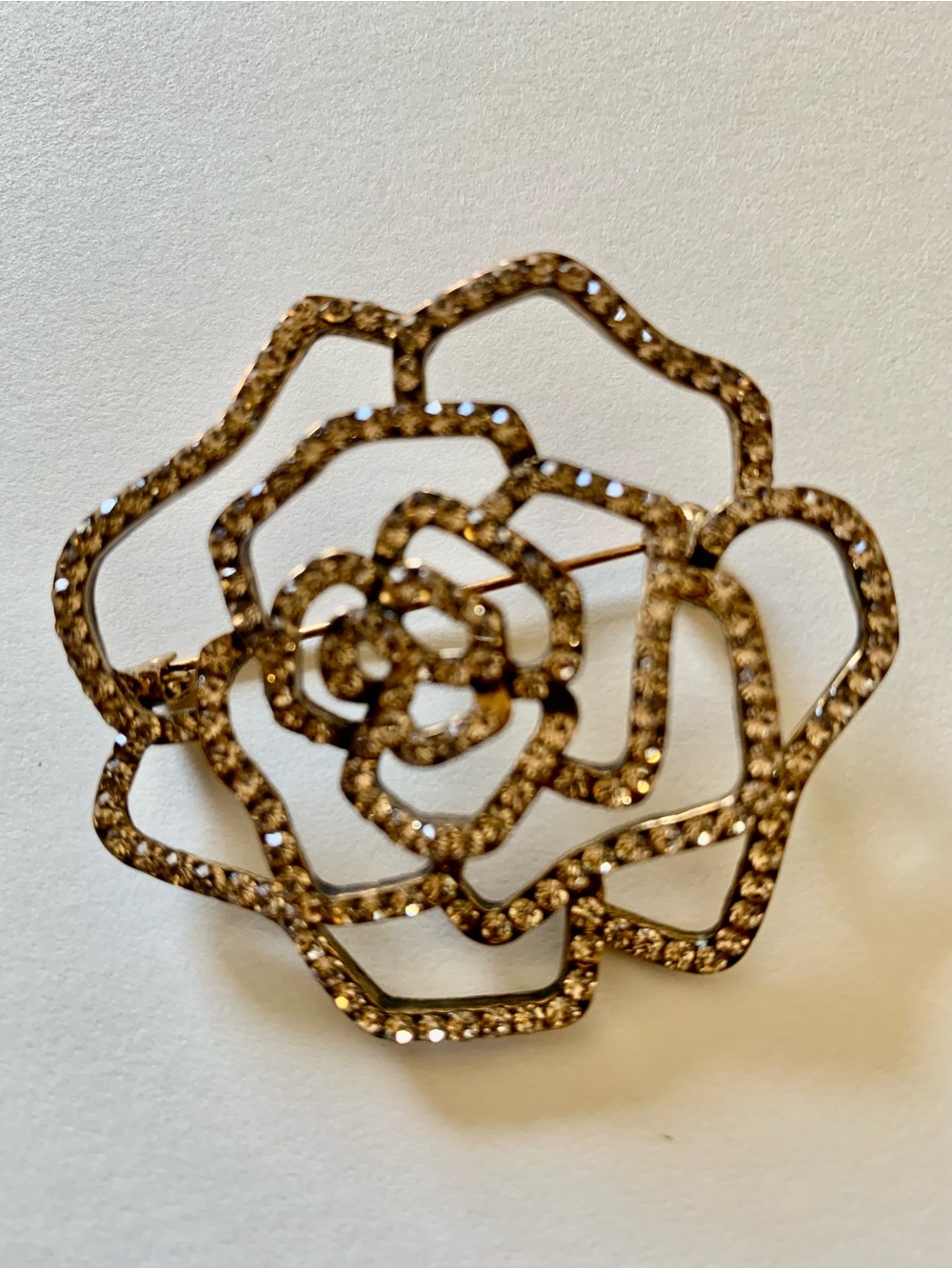 Gold Crystal Floral Brooch Pin - Elegant Women’s Jewelry